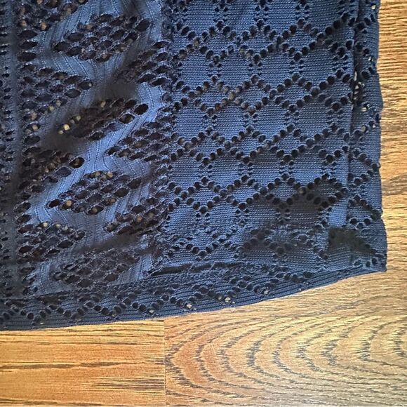 Navy Blue Patterned Women's Top - Picture 4 of 5